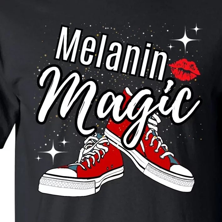 Melanin Magic Stars Lips Chucks Red Shoes Black Queen Tall T-Shirt