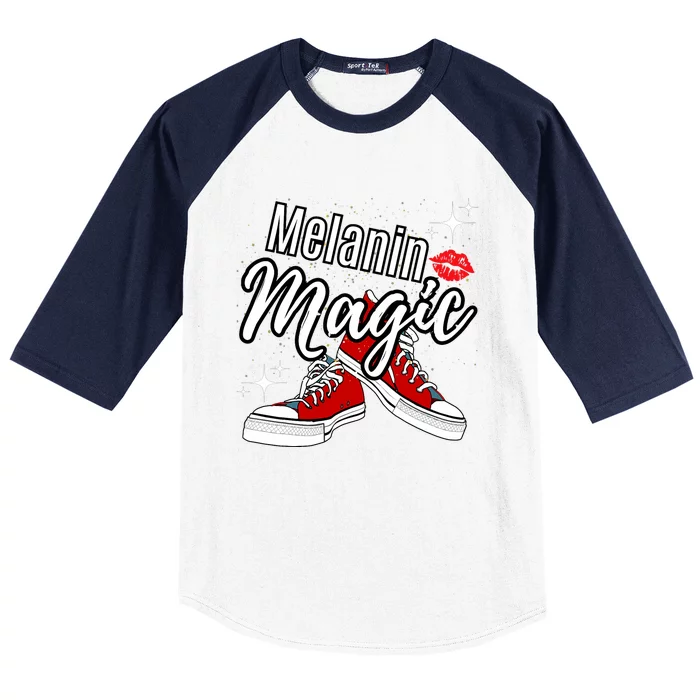 Melanin Magic Stars Lips Chucks Red Shoes Black Queen Baseball Sleeve Shirt