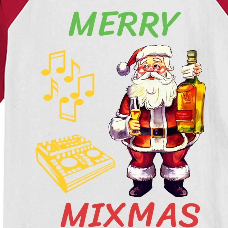 Merry Mixmas Santa Dj Christmas Holidays Xmas Music Lover Gift Kids Colorblock Raglan Jersey