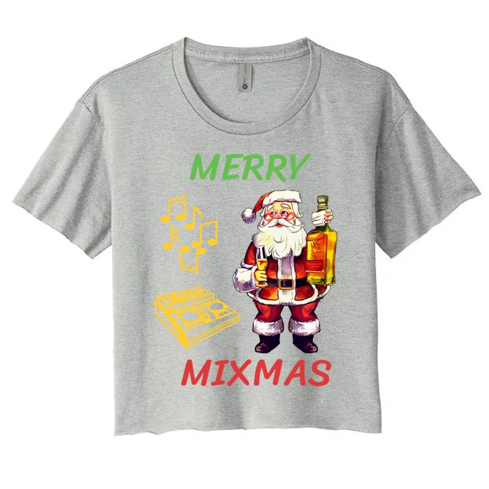 Merry Mixmas Santa Dj Christmas Holidays Xmas Music Lover Gift Women's Crop Top Tee