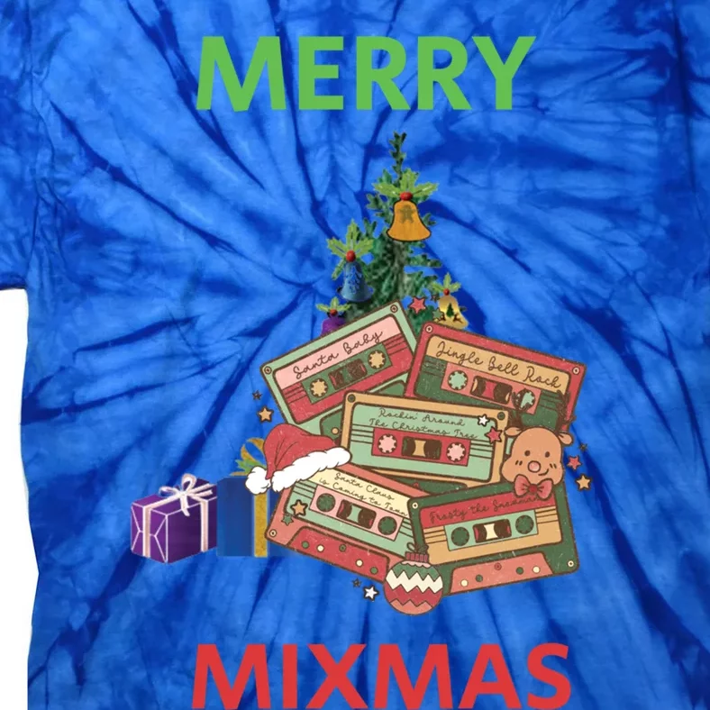 Merry Mixmas Santa Cassette Tape Christmas Xmas Music Lover Gift Tie-Dye T-Shirt