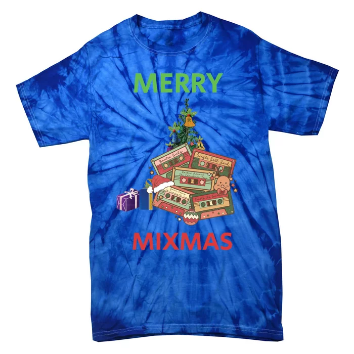 Merry Mixmas Santa Cassette Tape Christmas Xmas Music Lover Gift Tie-Dye T-Shirt