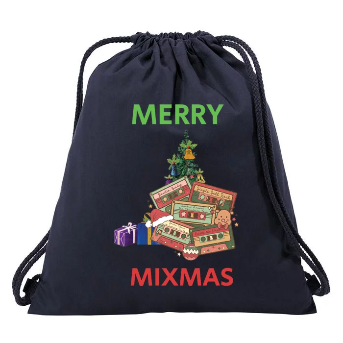 Merry Mixmas Santa Cassette Tape Christmas Xmas Music Lover Gift Drawstring Bag