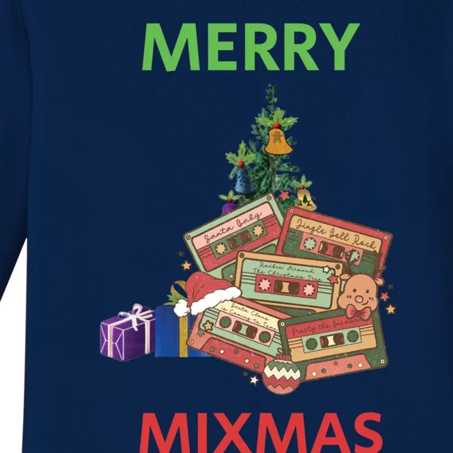 Merry Mixmas Santa Cassette Tape Christmas Xmas Music Lover Gift Baby Long Sleeve Bodysuit