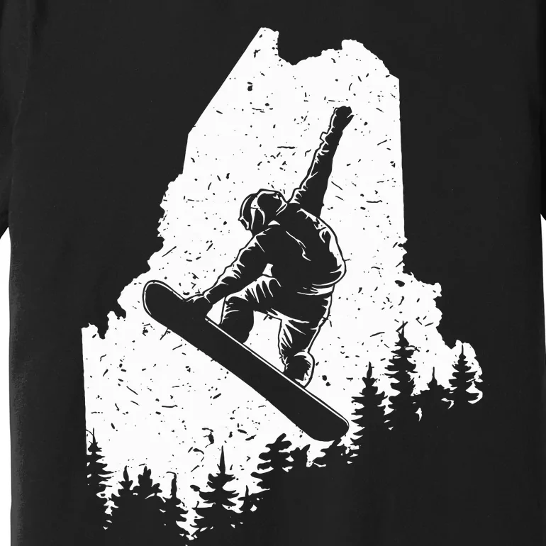 Maine ME Snowboard Snowboarding Snowboarder Premium T-Shirt