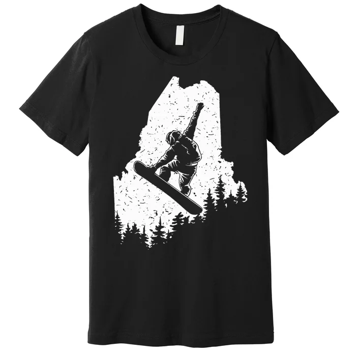 Maine ME Snowboard Snowboarding Snowboarder Premium T-Shirt