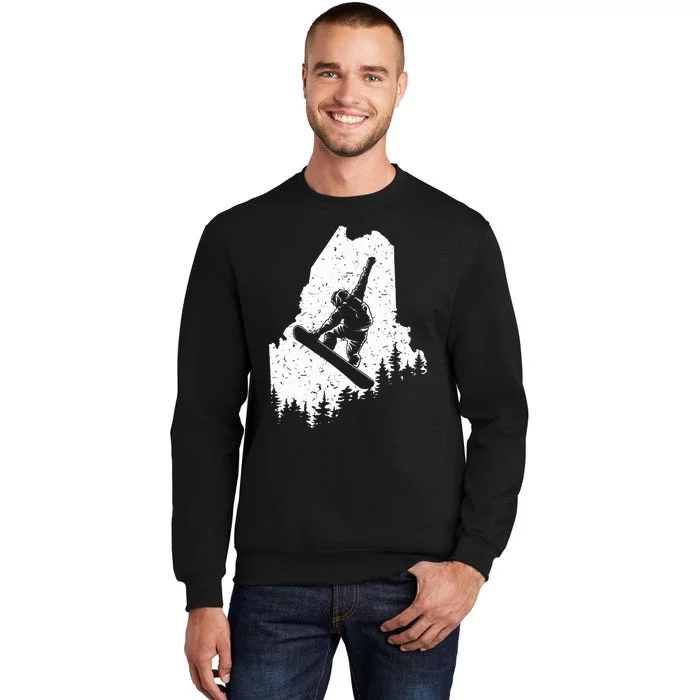 Maine ME Snowboard Snowboarding Snowboarder Tall Sweatshirt