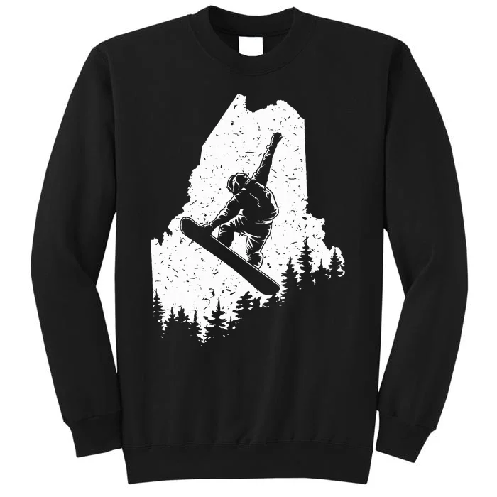 Maine ME Snowboard Snowboarding Snowboarder Tall Sweatshirt