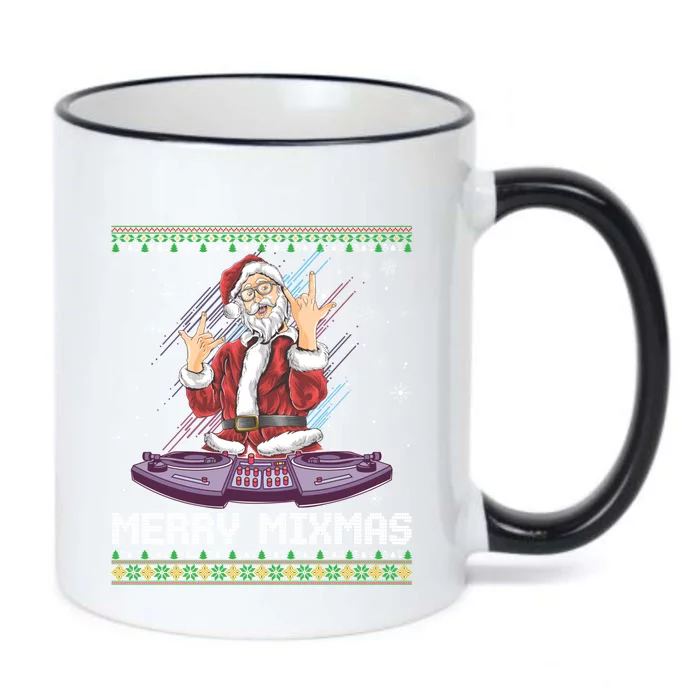 Merry Mixmas Santa Christmas Dj Turntable Music Producer Mix Cool Gift Black Color Changing Mug