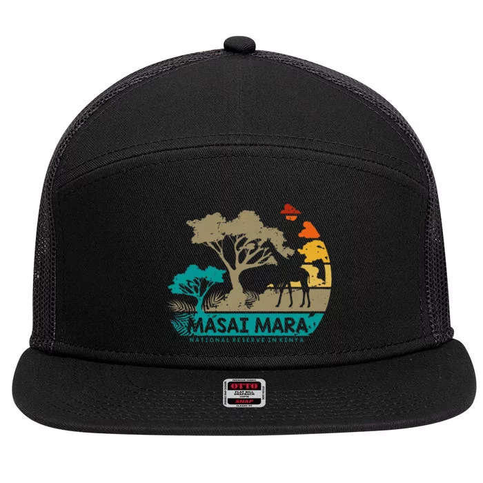 Masai Mara Safari National Reserve Kenya Serengeti Wildlife 7 Panel Mesh Trucker Snapback Hat