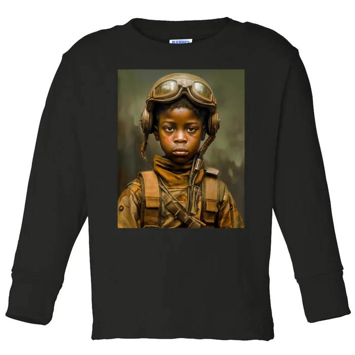 Military Minded Street Soldier Urban Warrior Black Boy Toddler Long Sleeve Shirt