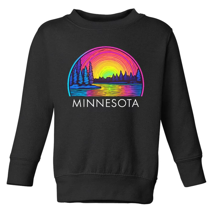 Minnesota Mn State Colorful Rainbow Lake Toddler Sweatshirt