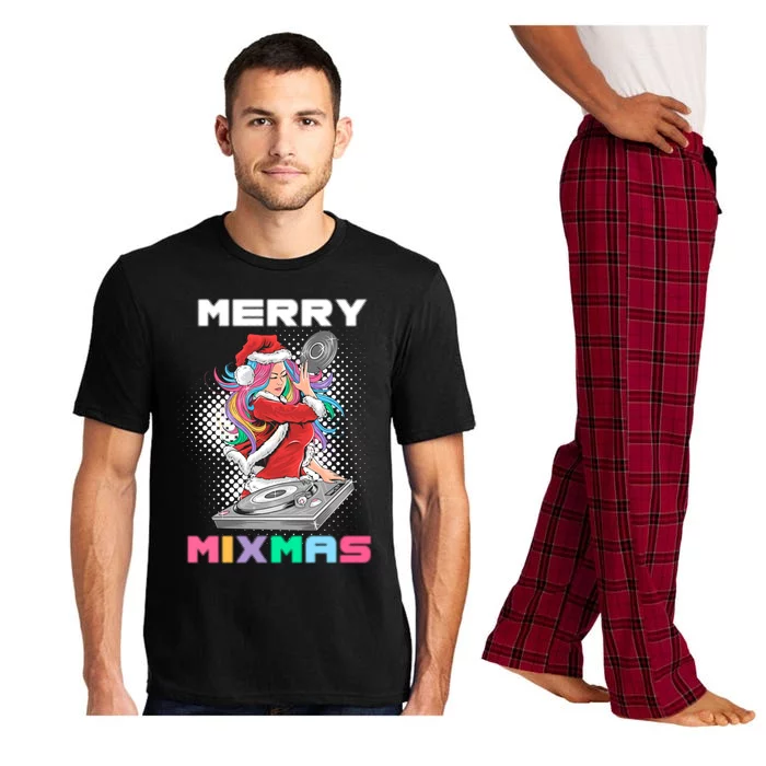 Merry Mixmas Santa Girl Dj Christmas Holidays Xmas Gift Tee Cool Gift Pajama Set