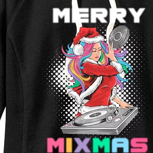 Merry Mixmas Santa Girl Dj Christmas Holidays Xmas Gift Tee Cool Gift Women's Fleece Hoodie