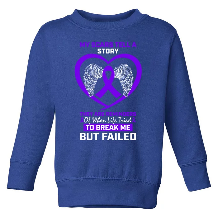 Men My Scars Tell A Story Purple Crohn's Disease Awareness Cool Gift Toddler Sweatshirt