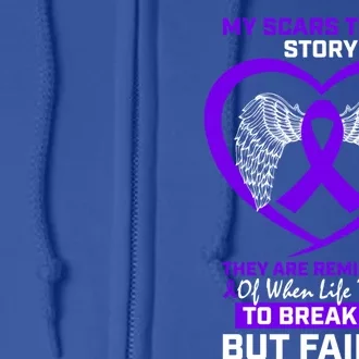 Men My Scars Tell A Story Purple Crohn's Disease Awareness Cool Gift Full Zip Hoodie