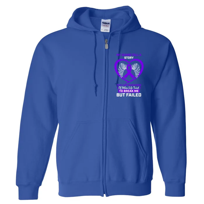 Men My Scars Tell A Story Purple Crohn's Disease Awareness Cool Gift Full Zip Hoodie