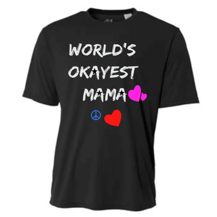 Military Mama Soldier Mama World's Okayest Mommy Rock Great Gift Cooling Performance Crew T-Shirt