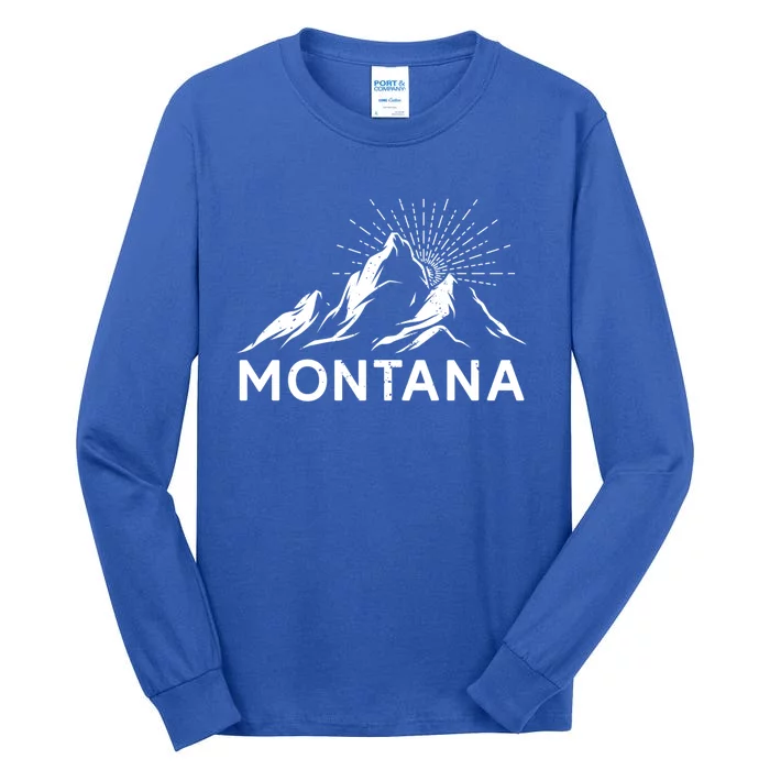 Montana Mountaineer Summit Climb Hiking Mountain Fan Gift Tall Long Sleeve T-Shirt