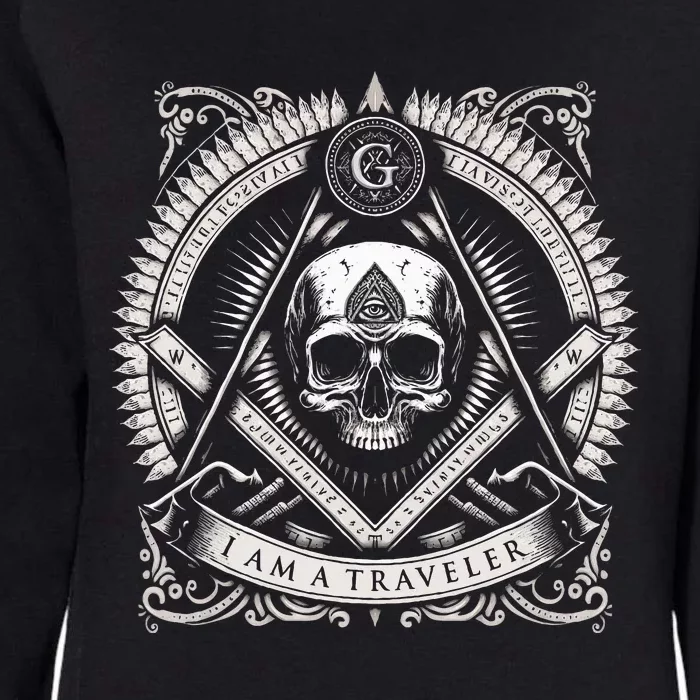 Master Mason Skull Square And Compass Freemason Masonic Womens California Wash Sweatshirt