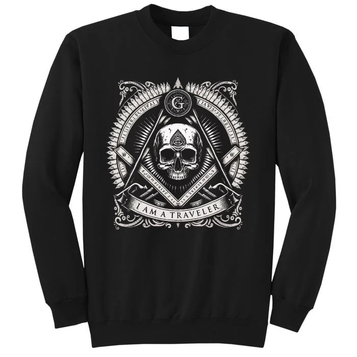 Master Mason Skull Square And Compass Freemason Masonic Tall Sweatshirt