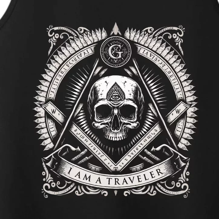 Master Mason Skull Square And Compass Freemason Masonic Performance Tank