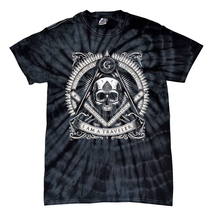 Master Mason Skull Square And Compass Freemason Masonic Tie-Dye T-Shirt