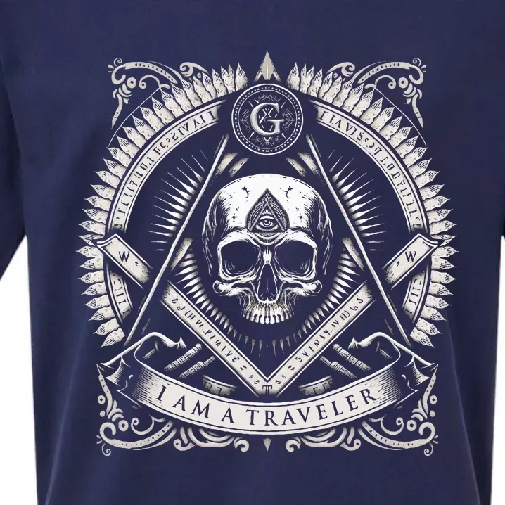 Master Mason Skull Square And Compass Freemason Masonic Sueded Cloud Jersey T-Shirt