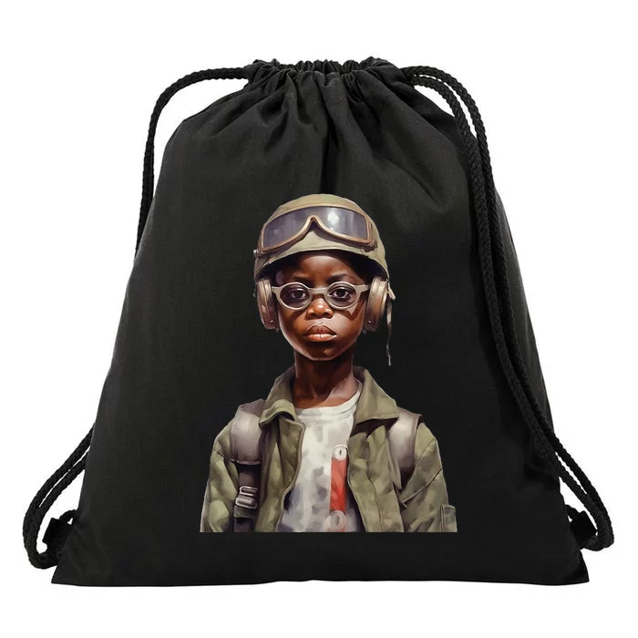 Military Minded Street Soldier Urban Warrior Black Drawstring Bag