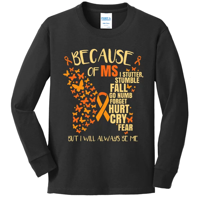 MS Multiple Sclerosis Kids Long Sleeve Shirt