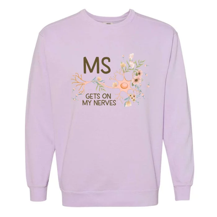 Ms Multiple Sclerosis Gets On My Nerves Orange Ribbon Gift Garment-Dyed Sweatshirt