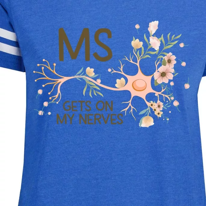 Ms Multiple Sclerosis Gets On My Nerves Orange Ribbon Gift Enza Ladies Jersey Football T-Shirt