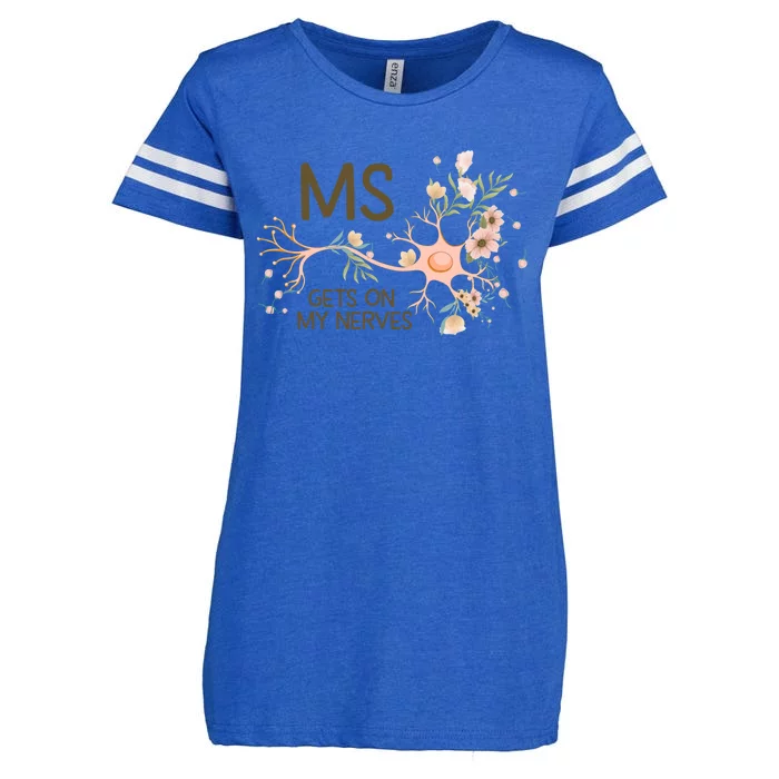 Ms Multiple Sclerosis Gets On My Nerves Orange Ribbon Gift Enza Ladies Jersey Football T-Shirt