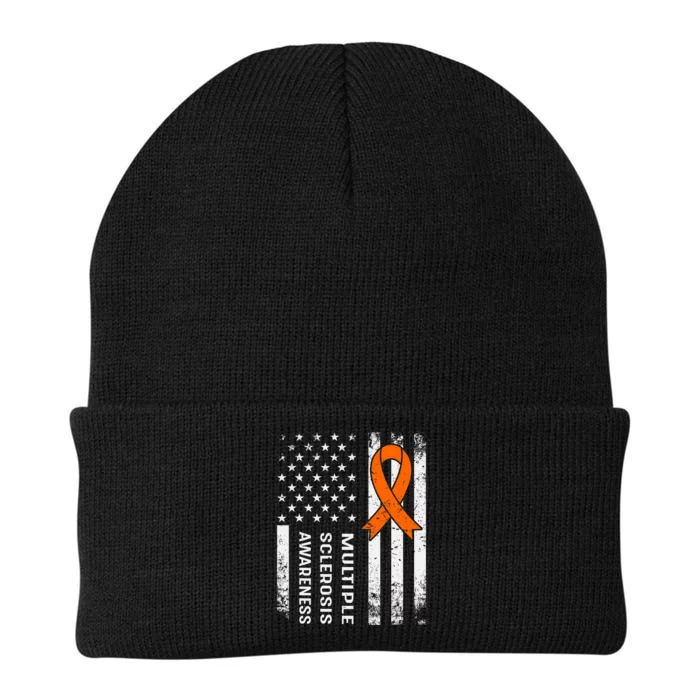 MS Multiple Sclerosis Awareness Orange Ribbon Knit Cap Winter Beanie