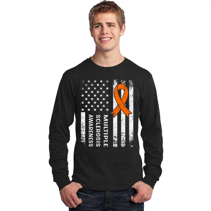 MS Multiple Sclerosis Awareness Orange Ribbon Tall Long Sleeve T-Shirt