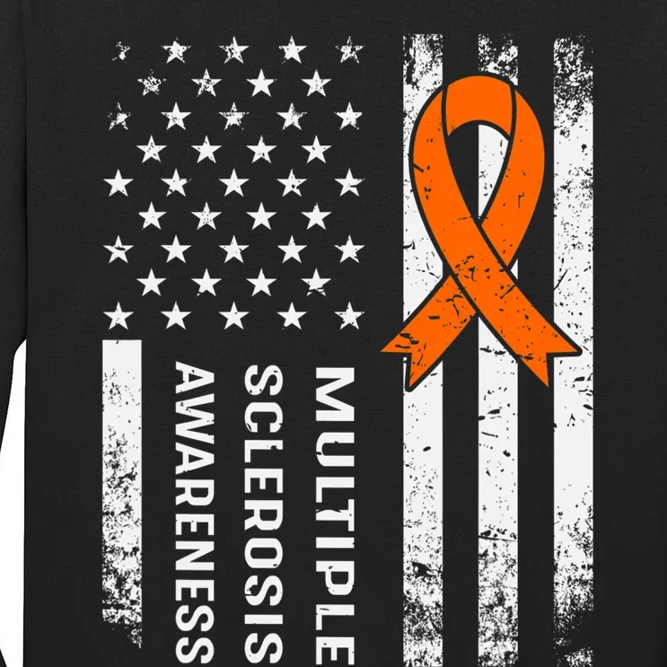 MS Multiple Sclerosis Awareness Orange Ribbon Tall Long Sleeve T-Shirt