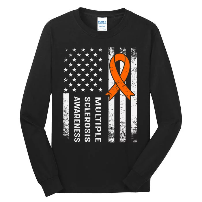 MS Multiple Sclerosis Awareness Orange Ribbon Tall Long Sleeve T-Shirt