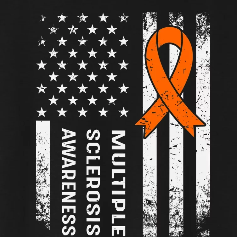 MS Multiple Sclerosis Awareness Orange Ribbon Women's Crop Top Tee