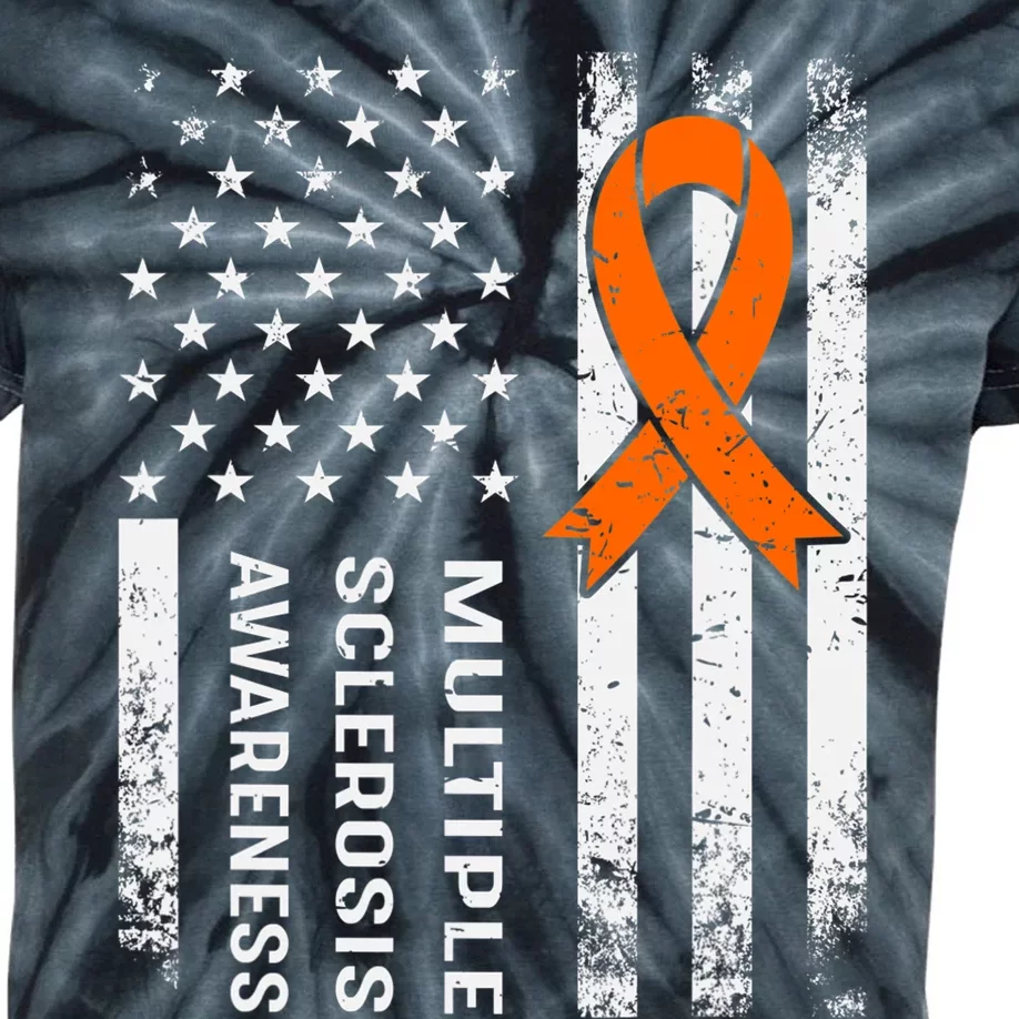 MS Multiple Sclerosis Awareness Orange Ribbon Kids Tie-Dye T-Shirt