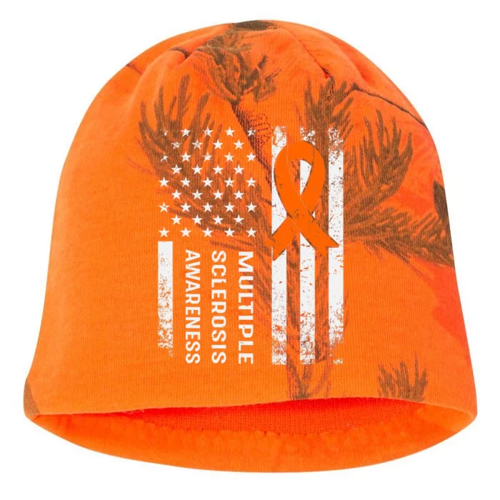 MS Multiple Sclerosis Awareness Orange Ribbon Kati - Camo Knit Beanie