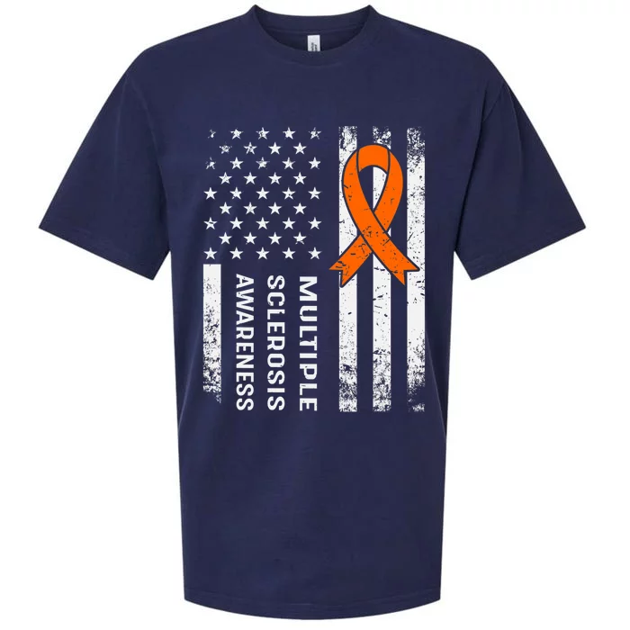 MS Multiple Sclerosis Awareness Orange Ribbon Sueded Cloud Jersey T-Shirt