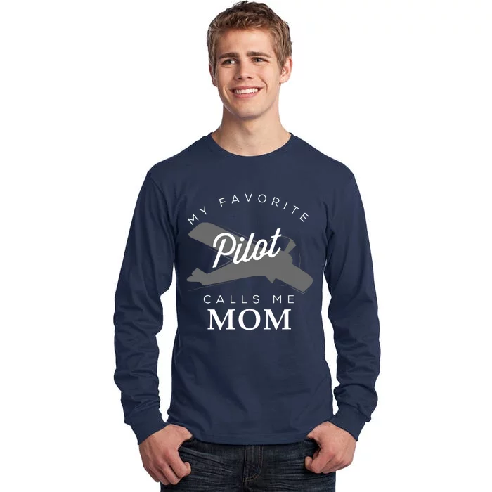 Mom Mother Son Daughter Airplane Pilot BirthDay Tall Long Sleeve T-Shirt