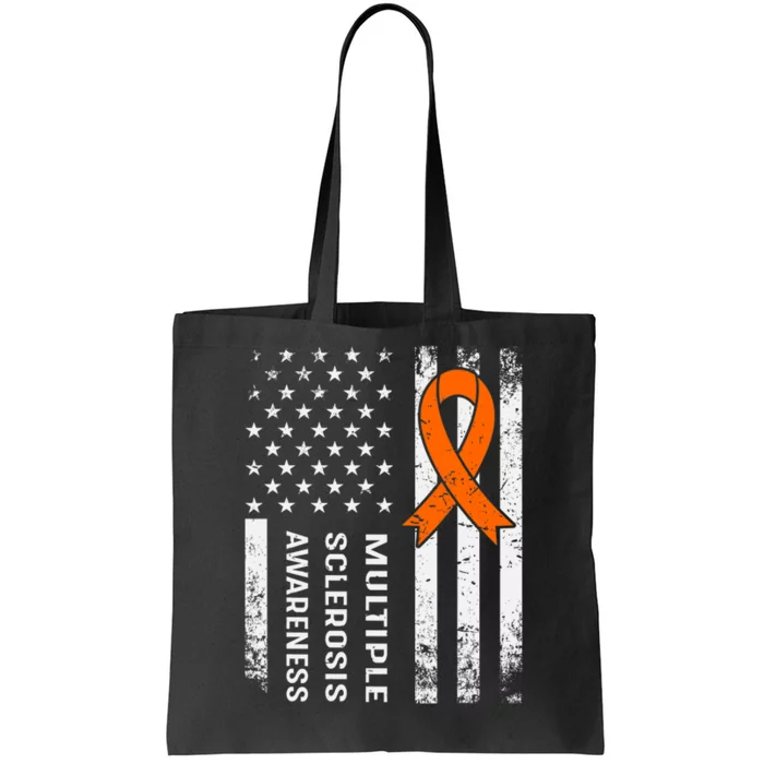 MS Multiple Sclerosis Awareness Orange Ribbon Tote Bag