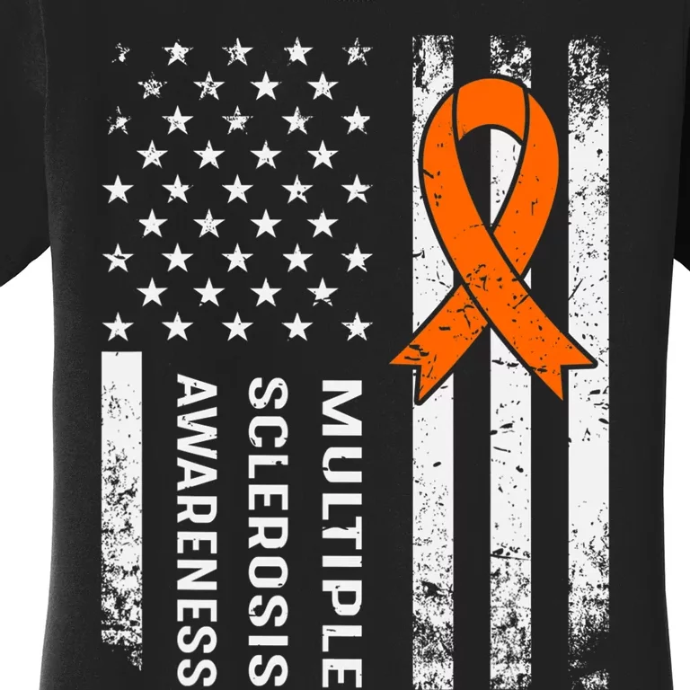 MS Multiple Sclerosis Awareness Orange Ribbon Women's T-Shirt