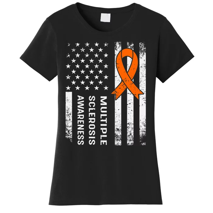 MS Multiple Sclerosis Awareness Orange Ribbon Women's T-Shirt