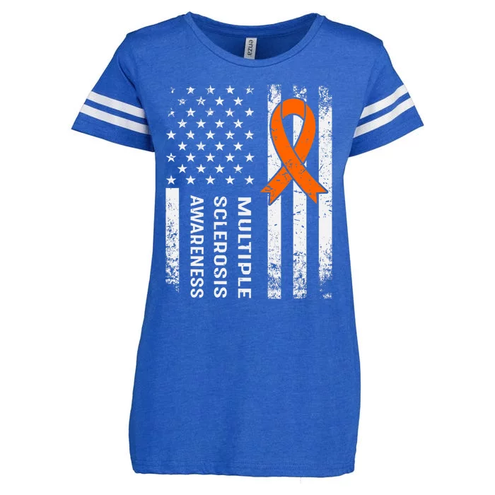 MS Multiple Sclerosis Awareness Orange Ribbon Enza Ladies Jersey Football T-Shirt