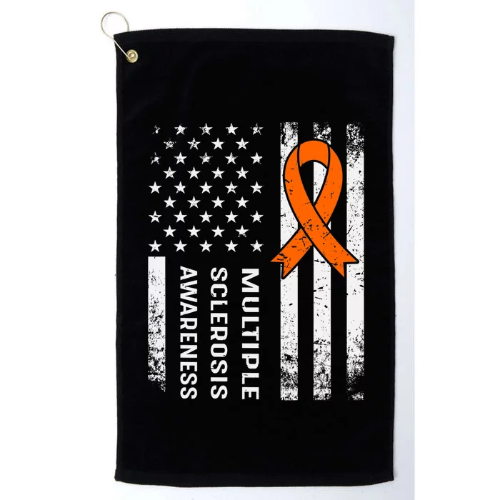 MS Multiple Sclerosis Awareness Orange Ribbon Platinum Collection Golf Towel