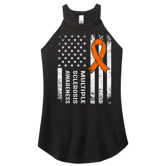 MS Multiple Sclerosis Awareness Orange Ribbon Women’s Perfect Tri Rocker Tank