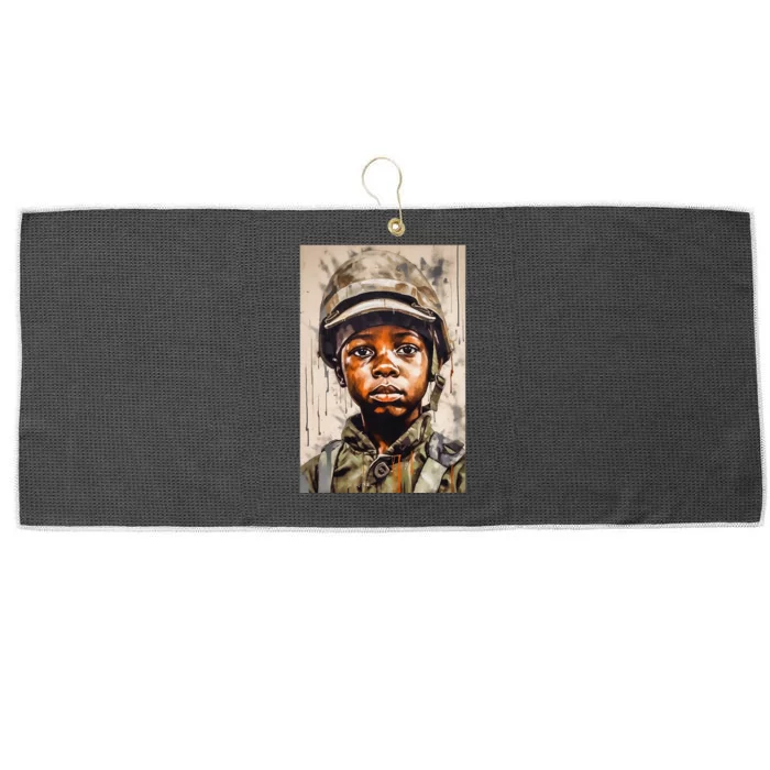 Military Minded Street Soldier Urban Warrior Black Large Microfiber Waffle Golf Towel