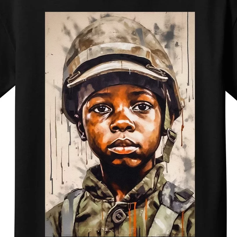 Military Minded Street Soldier Urban Warrior Black Kids T-Shirt